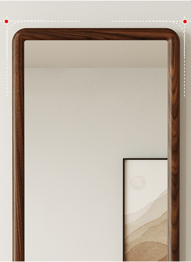 Multipurpose Use Rectangular Shape Design Full Length Mirror Standing Hanging or Leaning Against Wall Large Bedroom Floor Mirror Dressing Mirror Wall-Mounted Full Body Mirror Round Corner Durable Wood Frame with Iron U-Bracket Support Decorative Mirror for Living Room Home Shops 50x160 cm