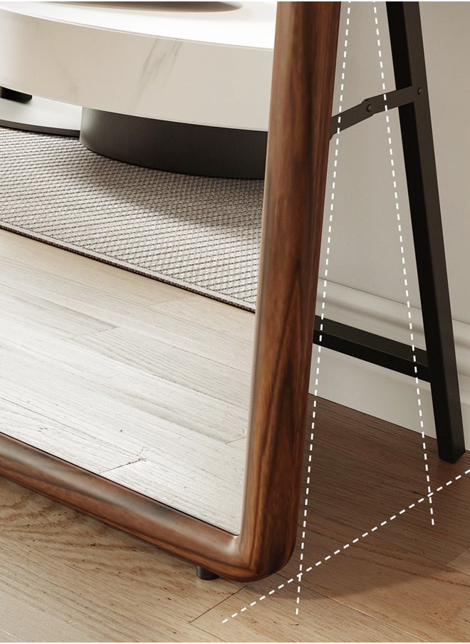 Multipurpose Use Rectangular Shape Design Full Length Mirror Standing Hanging or Leaning Against Wall Large Bedroom Floor Mirror Dressing Mirror Wall-Mounted Full Body Mirror Round Corner Durable Wood Frame with Iron U-Bracket Support Decorative Mirror for Living Room Home Shops 50x160 cm