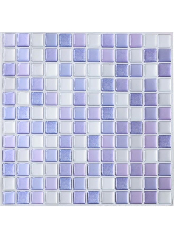 Yoillione 3D Mosaic Tile Sticker Removable Wallpaper Tile Purple, 3D Self Adhesive Wall Tiles Bathroom Wall Tiles for Kitchen Backsplash Purple, PVC Square Decorative Vinyl Tile Decals, 4 Sheets - Image 1