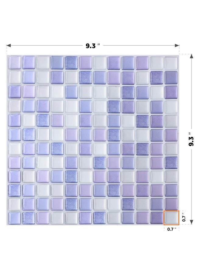 Yoillione 3D Mosaic Tile Sticker Removable Wallpaper Tile Purple, 3D Self Adhesive Wall Tiles Bathroom Wall Tiles for Kitchen Backsplash Purple, PVC Square Decorative Vinyl Tile Decals, 4 Sheets - Image 2