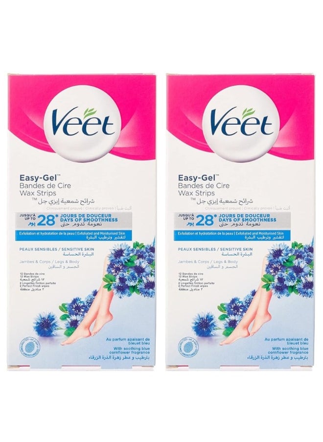 Veet 2 Pcs Veet  Easy Gel Wax Strips for Sensitive Skin, 12 Strips  - Image 1