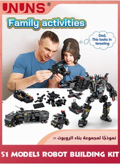 UNUNS 51-in-1 Robot STEM Building Blocks Kit,700 Pcs Robot Building Toys For Erector Set,Engineering STEM Projects Educational Learning Construction Building Bricks Truck Set,Gifts For Kids Boys 6-12  - Image 2