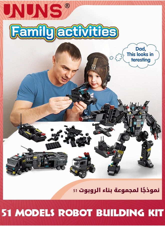 UNUNS - 51-in-1 Robot STEM Building Blocks Kit,700 Pcs Robot Building Toys For Erector Set,Engineering STEM Projects Educational Learning Construction Building Bricks Truck Set,Gifts For Kids Boys 6-12 - Image 1