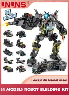 UNUNS 51-in-1 Robot STEM Building Blocks Kit,700 Pcs Robot Building Toys For Erector Set,Engineering STEM Projects Educational Learning Construction Building Bricks Truck Set,Gifts For Kids Boys 6-12  - Image 1