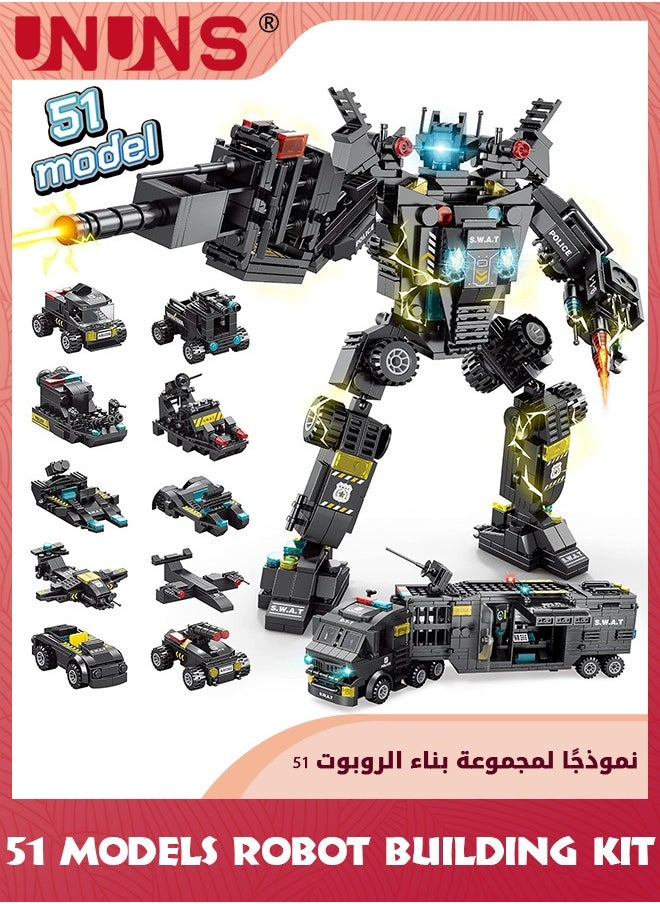 UNUNS - 51-in-1 Robot STEM Building Blocks Kit,700 Pcs Robot Building Toys For Erector Set,Engineering STEM Projects Educational Learning Construction Building Bricks Truck Set,Gifts For Kids Boys 6-12 - Image 1