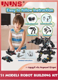 UNUNS 51-in-1 Robot STEM Building Blocks Kit,700 Pcs Robot Building Toys For Erector Set,Engineering STEM Projects Educational Learning Construction Building Bricks Truck Set,Gifts For Kids Boys 6-12  - Image 5