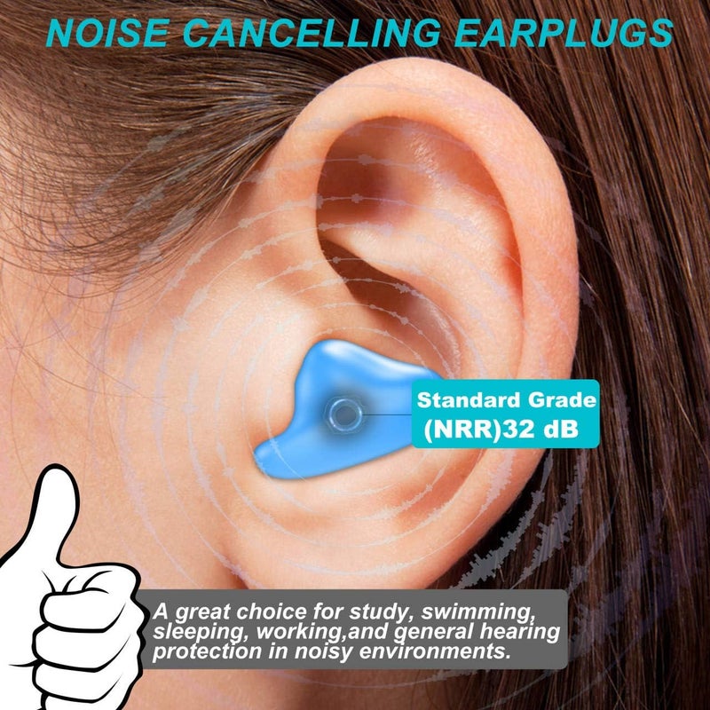 T NEWFUN Ear Plugs for Sleeping Swimming, 54 Reusable Silicone Moldable Noise Cancelling Earplugs for Shooting Range, Swimmers, Snoring, Concerts, Airplanes, Travel, Work, Studying,54 Pillows - Image 3