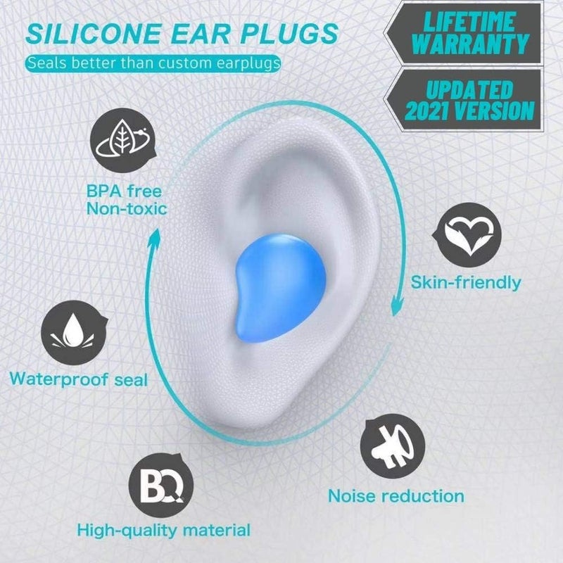 T NEWFUN Ear Plugs for Sleeping Swimming, 54 Reusable Silicone Moldable Noise Cancelling Earplugs for Shooting Range, Swimmers, Snoring, Concerts, Airplanes, Travel, Work, Studying,54 Pillows - Image 2