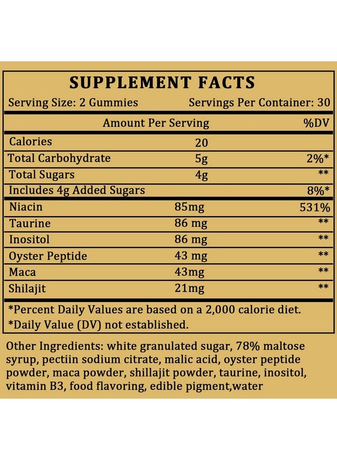 Rulinal Boost Gummies for Men | Oyster Shilajit Gummies for Adults | Enhances Strength & Immune Support | with Oyster, Shilajit, Vitamin B3, Maca Powder | Non-GMO & Vegan | 60 Gummies - Image 2