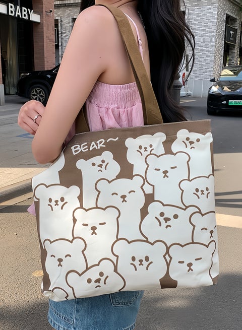 Women's Canvas Bag Travel Crossbody Fashion Shoulder Bag Large Capacity Bucket Bag Schoolgirl Crossbody Handbag Reusable Tote Bag