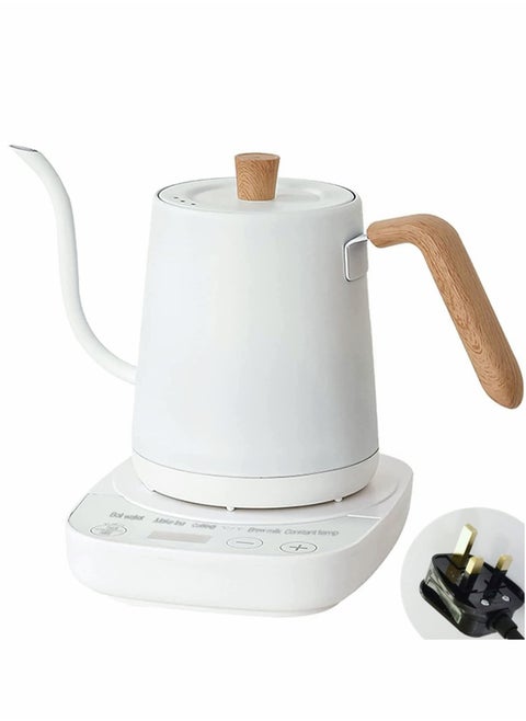 Electric Gooseneck Kettle - Pour-Over Coffee and Tea Pot, Stainless Steel, Quick Heating, 800ml 1000W ZK-KH101 White