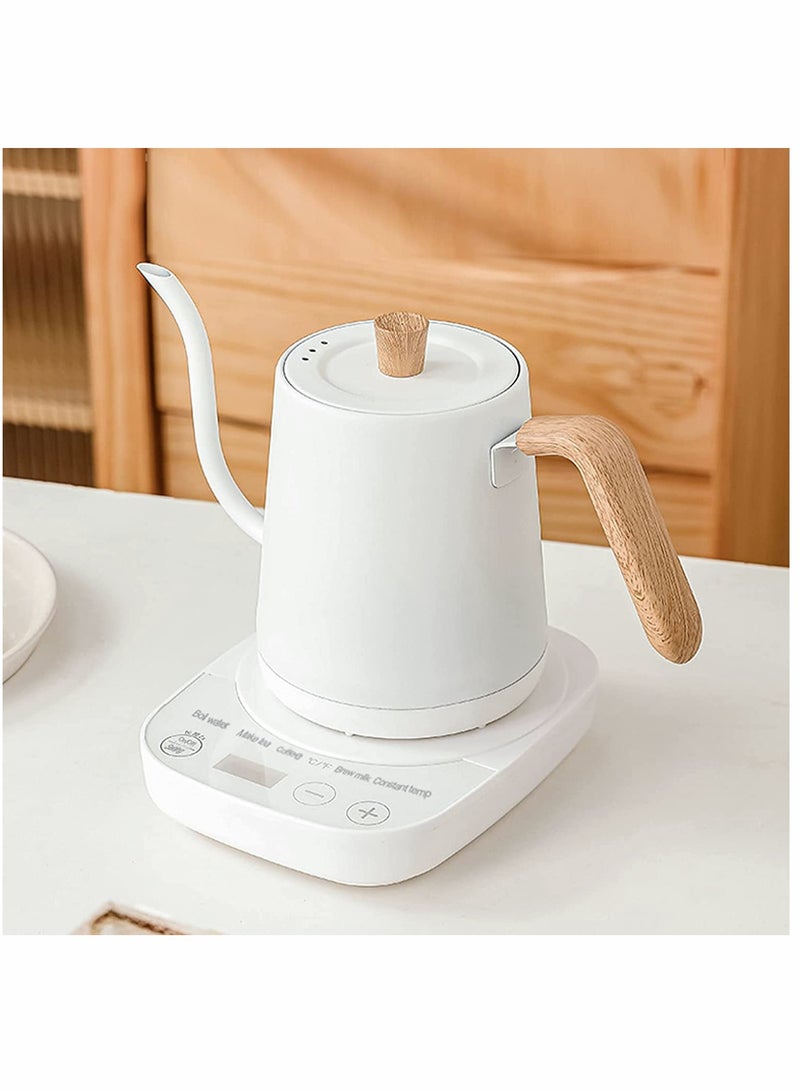 Electric Gooseneck Kettle - Pour-Over Coffee and Tea Pot, Stainless Steel, Quick Heating, 800ml 1000W ZK-KH101 White