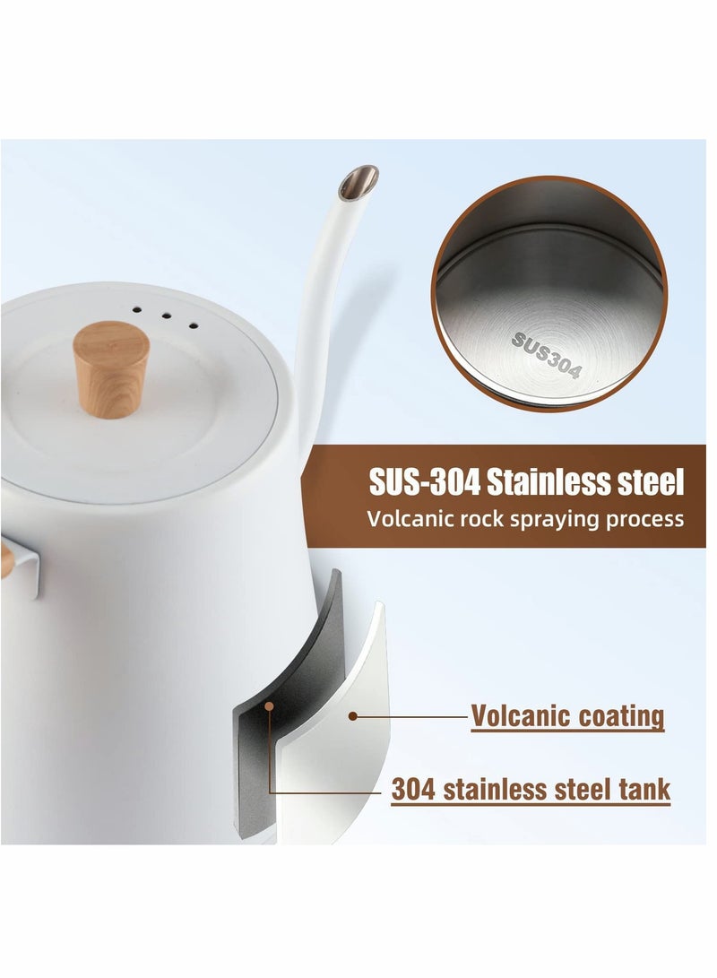Electric Gooseneck Kettle - Pour-Over Coffee and Tea Pot, Stainless Steel, Quick Heating, 800ml 1000W ZK-KH101 White