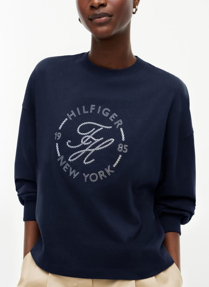 TOMMY HILFIGER Logo Relaxed Crew Neck Sweatshirt - Image 3