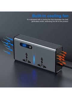 عربست 200W سيارة السلطة العاكس ، العاصمة 12 / 24V إلى 220 فولت AC سيارة العاكس ، 3 الناقل التسلسلي العام 1-type-c ميناء محول شاحن سيارة المكونات محول ، مع التبديل الحالية شاشة LED ، مناسبة للسيارات والشاحنات ( رمادي فضي )  - Image 5
