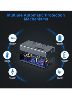 عربست 200W سيارة السلطة العاكس ، العاصمة 12 / 24V إلى 220 فولت AC سيارة العاكس ، 3 الناقل التسلسلي العام 1-type-c ميناء محول شاحن سيارة المكونات محول ، مع التبديل الحالية شاشة LED ، مناسبة للسيارات والشاحنات ( رمادي فضي )  - Image 4