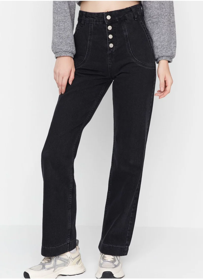 trendyol High Waist Front Button Jeans