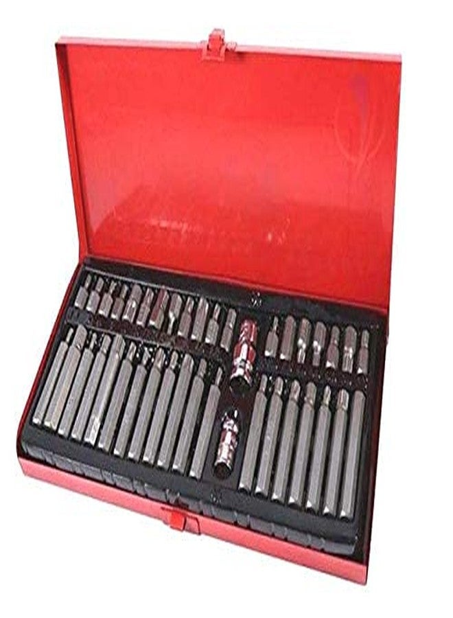 Mass Pro 40pc Torx Star Spline Hex Allen Key Socket Bit Set 3/8 & 1/2 Drive Alan T20-t55 Socket Set (Pack of 40), Chrome Vanadium Steel - Image 2