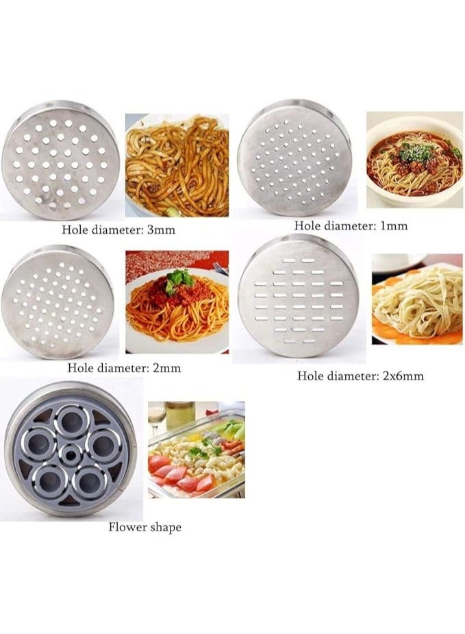 ماكينة صنع المعكرونة اليدوية من شيان، ماكينة عصر المعكرونة المصنوعة من الفولاذ المقاوم للصدأ، لصنع نودلز وفيتوتشيني بسمك وأشكال مختلفة، مع 5 قوالب نودلز - Image 5