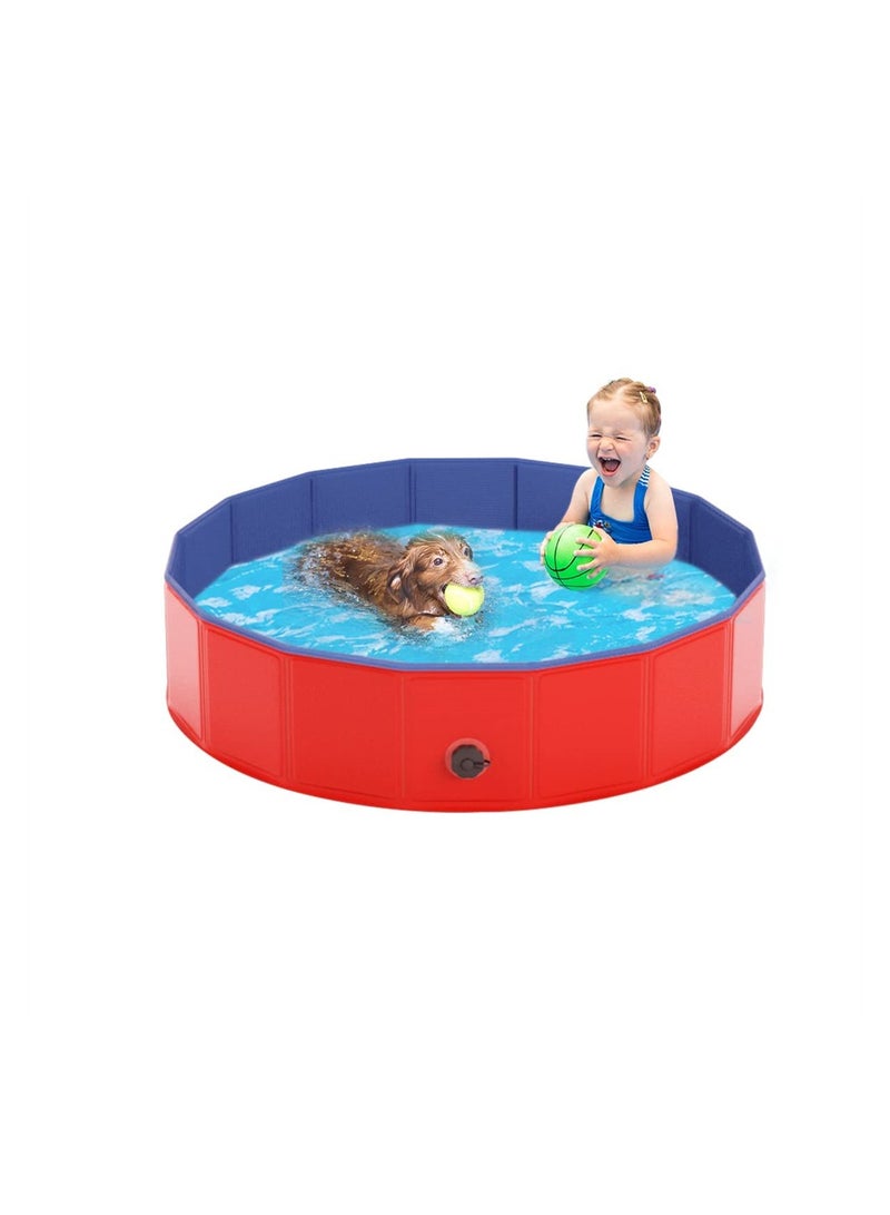 Foldable Dog Pool, Collapsible Hard Plastic Dog Swimming Pool, Large Portable PVC Dog Bath Tub,  Pet Puppy Kids Dog Bath Tub Pool, Pet Wading Pool for Indoor and Outdoor (80 * 30)
