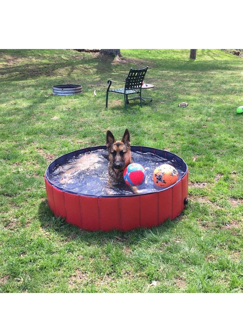 Foldable Dog Pool, Collapsible Hard Plastic Dog Swimming Pool, Large Portable PVC Dog Bath Tub,  Pet Puppy Kids Dog Bath Tub Pool, Pet Wading Pool for Indoor and Outdoor (80 * 30)