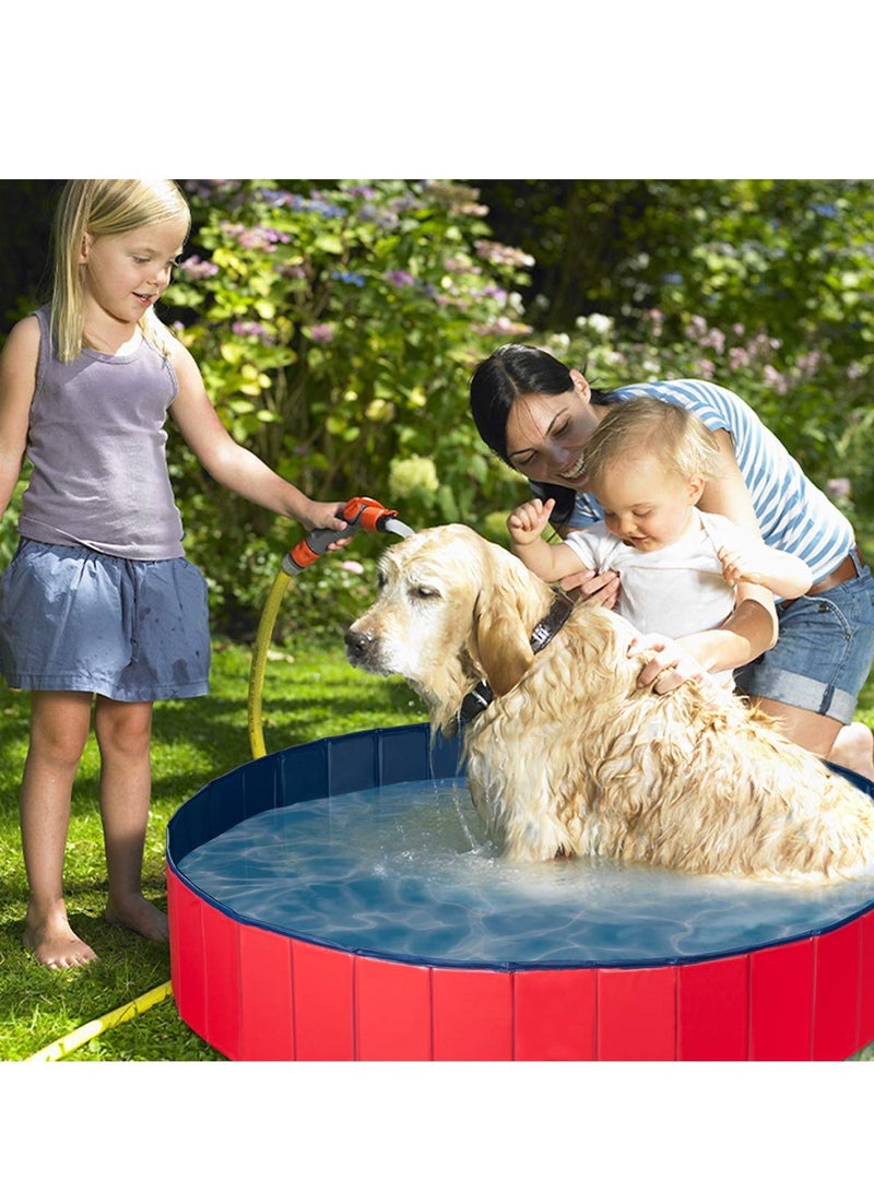 Foldable Dog Pool, Collapsible Hard Plastic Dog Swimming Pool, Large Portable PVC Dog Bath Tub,  Pet Puppy Kids Dog Bath Tub Pool, Pet Wading Pool for Indoor and Outdoor (80 * 30)