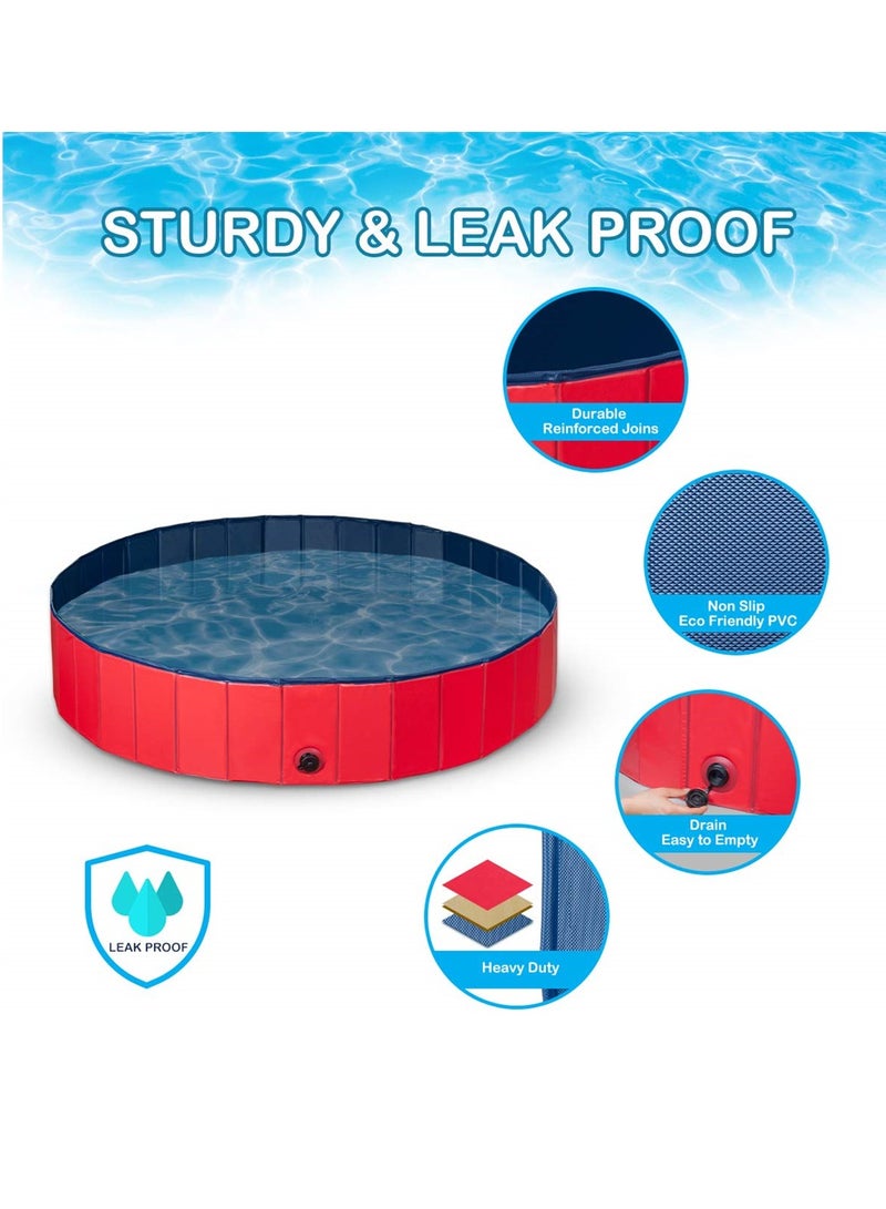 Foldable Dog Pool, Collapsible Hard Plastic Dog Swimming Pool, Large Portable PVC Dog Bath Tub,  Pet Puppy Kids Dog Bath Tub Pool, Pet Wading Pool for Indoor and Outdoor (80 * 30)