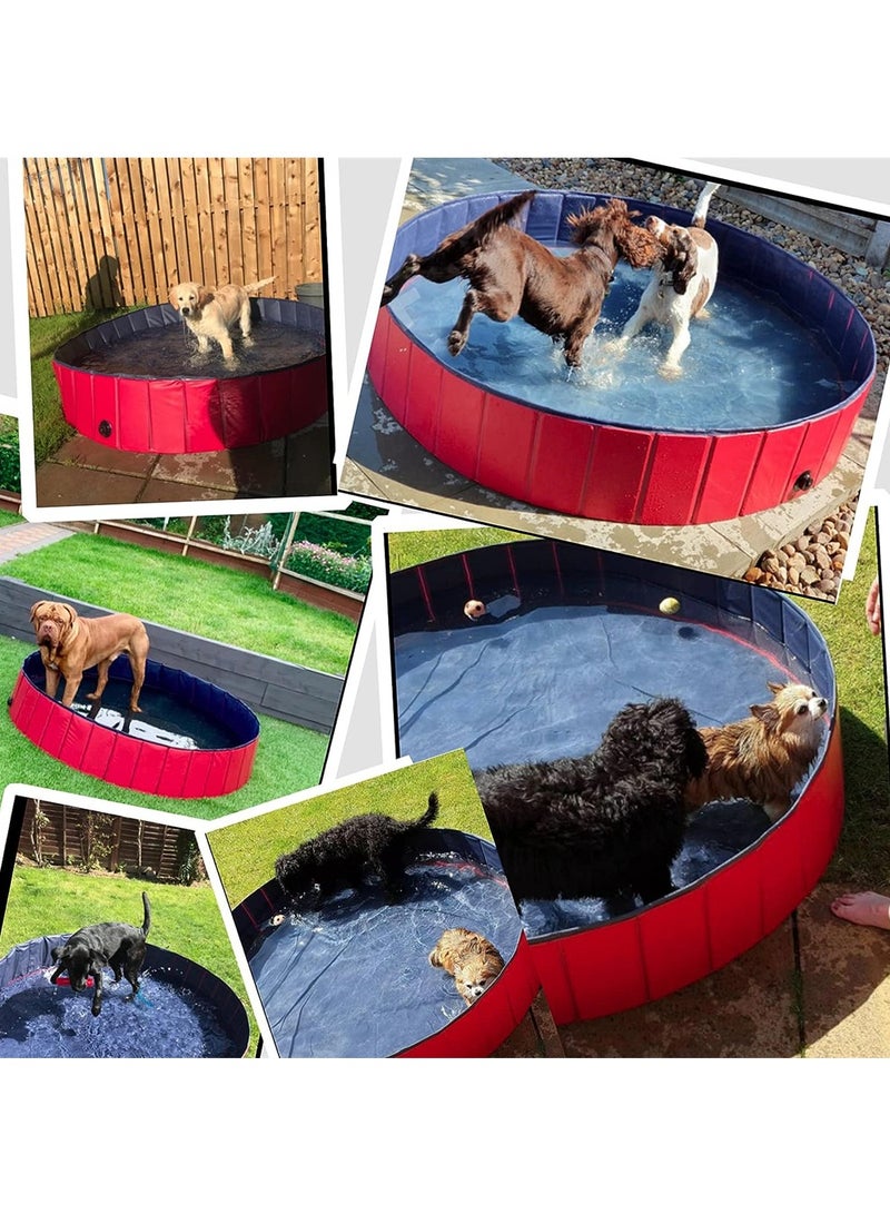 Foldable Dog Pool, Collapsible Hard Plastic Dog Swimming Pool, Large Portable PVC Dog Bath Tub,  Pet Puppy Kids Dog Bath Tub Pool, Pet Wading Pool for Indoor and Outdoor (80 * 30)