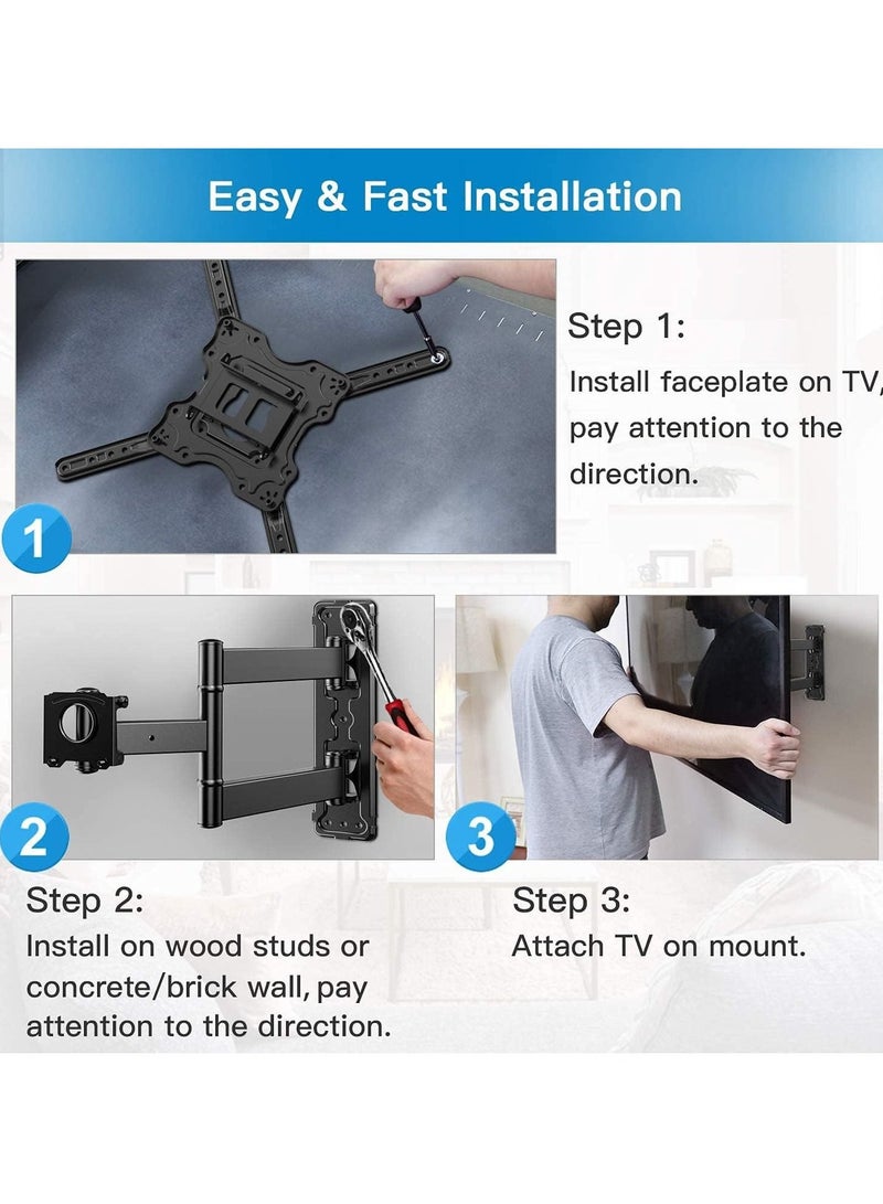 Mcmola Tv Wall Mount, Swivels Tilts Extends Heavy Duty Tv Mount Bracket For 32 55 Inch Plasma & Curved Tv Up To 40Kg Max Vesa 400X400Mm, Black, - Image 2