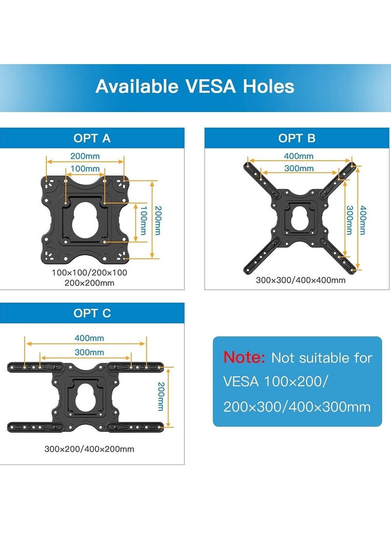 Mcmola Tv Wall Mount, Swivels Tilts Extends Heavy Duty Tv Mount Bracket For 32 55 Inch Plasma & Curved Tv Up To 40Kg Max Vesa 400X400Mm, Black, - Image 3