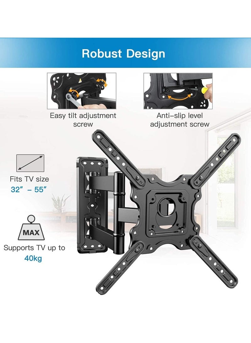 Mcmola Tv Wall Mount, Swivels Tilts Extends Heavy Duty Tv Mount Bracket For 32 55 Inch Plasma & Curved Tv Up To 40Kg Max Vesa 400X400Mm, Black, - Image 5