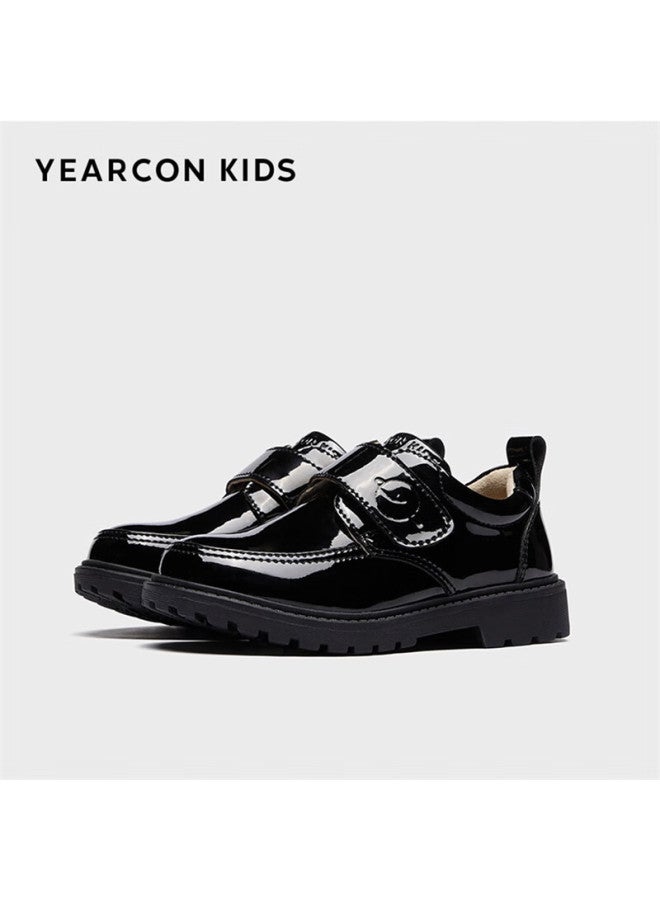 YEARCON Yierkang Children's Leather Shoes For Boys, Summer Black Performance Shoes, Shiny Student Leather Shoes, Black, Size 40 - Image 4