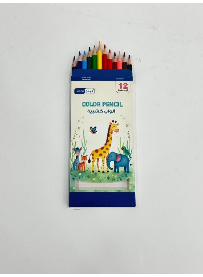 LEENO Color Pencil 7" 18.4X5Cm 3Mm 12 Colors Pack of 12