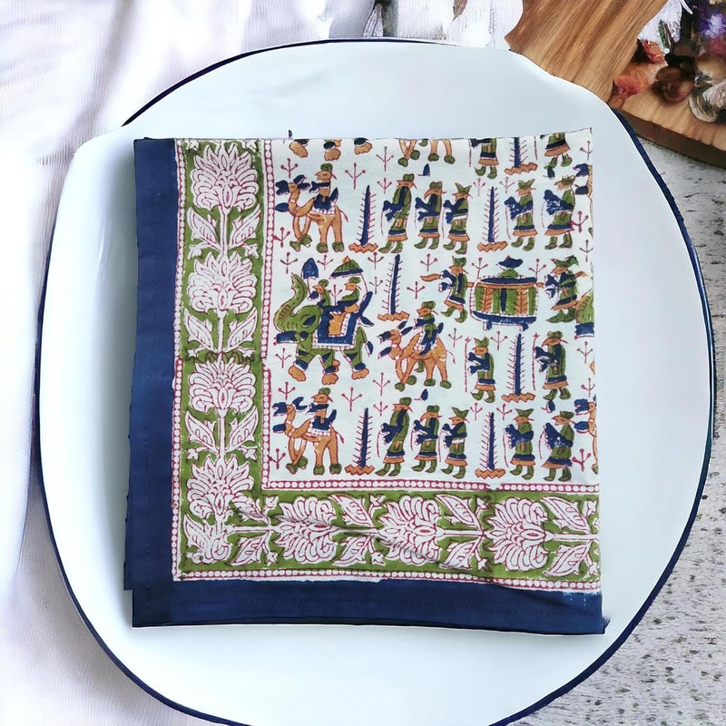 Third Eye Export Cloth Napkins Set of 12  Blue Cotton Floral Dinner Napkins for Table  Reusable Indian Block Print Washable Napkins for Wedding Party Boho Decor Indigo Blue X Large 20X20 Inches - Image 4