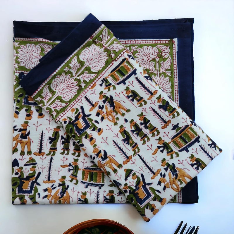 Third Eye Export Cloth Napkins Set of 12  Blue Cotton Floral Dinner Napkins for Table  Reusable Indian Block Print Washable Napkins for Wedding Party Boho Decor Indigo Blue X Large 20X20 Inches - Image 3