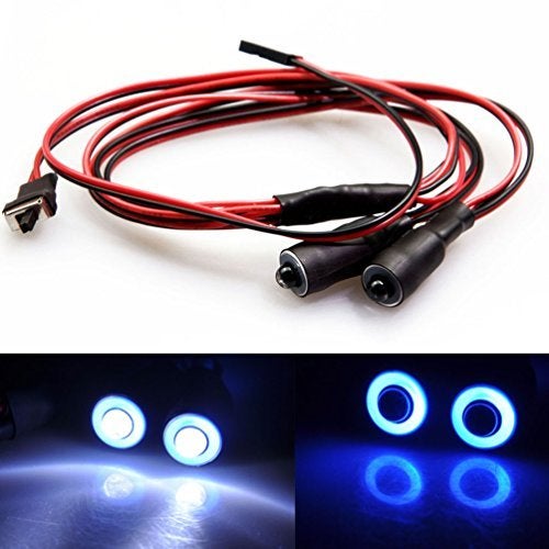 MOHERO 2 LEDs Angel Eyes Demon Eyes LED Light Headlights for 110 RC Model Crawler Cars Headlamps BlueWhite 10mm - Image 1
