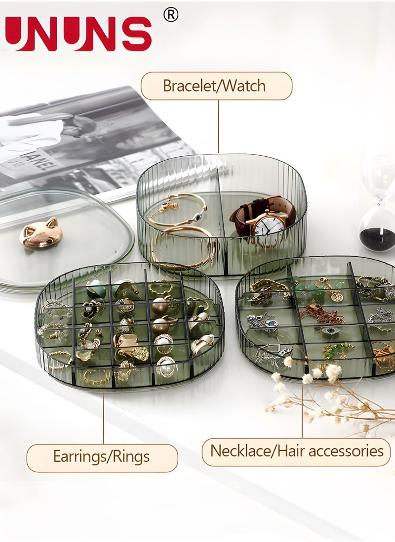 UNUNS Earring Organizer, Stackable 3-Layers Clear Jewelry Box with Lid, Jewelry Organizer for Women Girls,Earring Box Display Holder for Earrings Ring Studs Bracelet Necklace Crafts  - Image 3