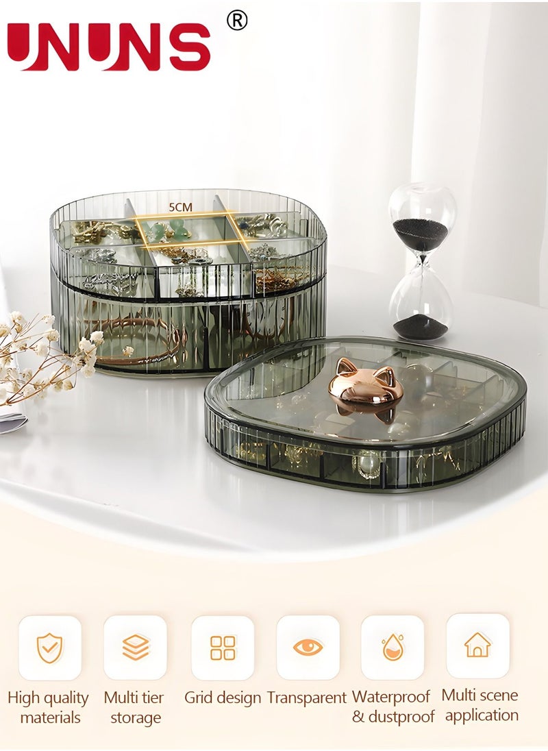UNUNS Earring Organizer, Stackable 3-Layers Clear Jewelry Box with Lid, Jewelry Organizer for Women Girls,Earring Box Display Holder for Earrings Ring Studs Bracelet Necklace Crafts  - Image 2