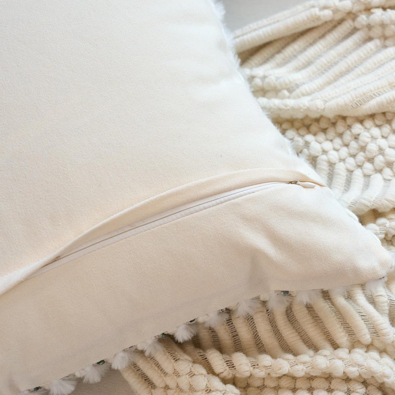 Aeckself Handmade Boho Chenille Tufted Pillow Cover 12x20 Inch, Rectangle Decorative Lumbar Throw Pillow Cover Neutral Pillowcase for Couch Bedroom Living Room, Grey Blue - Image 4