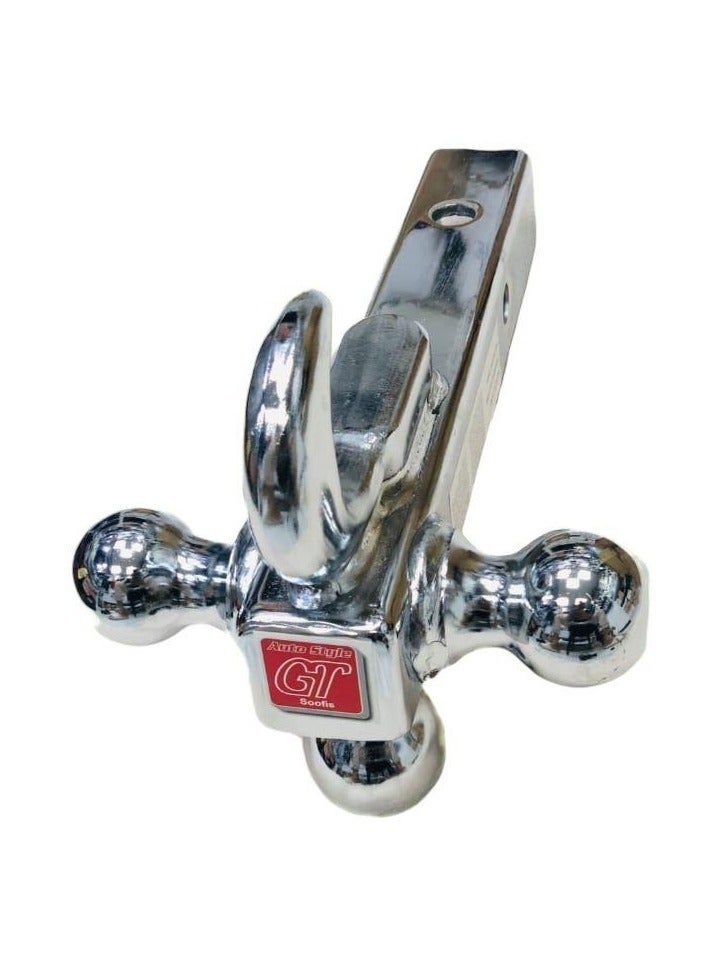 جي تي حامل ثلاثي الكرات لربط المقطورة شديد التحمل مع خطاف سحب تكتيكي بثلاث كرات مع خطاف من الكروم بالكامل