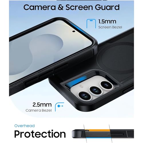 KARWAN Tough Shockproof Back Case Cover Compatible with Samsung S24 Ultra Dual Layer Armor Protection with Matt Finish,Edge Guard Bumper Heavy Duty Cover with Magnetic MagEase Wireless Charging Black - Image 5