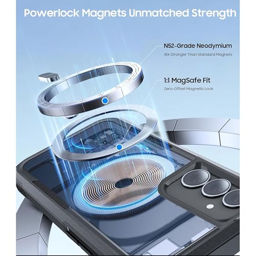 KARWAN Tough Shockproof Back Case Cover Compatible with Samsung S24 Ultra Dual Layer Armor Protection with Matt Finish,Edge Guard Bumper Heavy Duty Cover with Magnetic MagEase Wireless Charging Black - Image 2