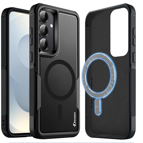 KARWAN Tough Shockproof Back Case Cover Compatible with Samsung S24 Ultra Dual Layer Armor Protection with Matt Finish,Edge Guard Bumper Heavy Duty Cover with Magnetic MagEase Wireless Charging Black - Image 1