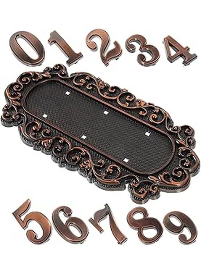 Vintage European Style Brass House Address Plaque With 0 9 Numbers For Villa Front Door - Image 1