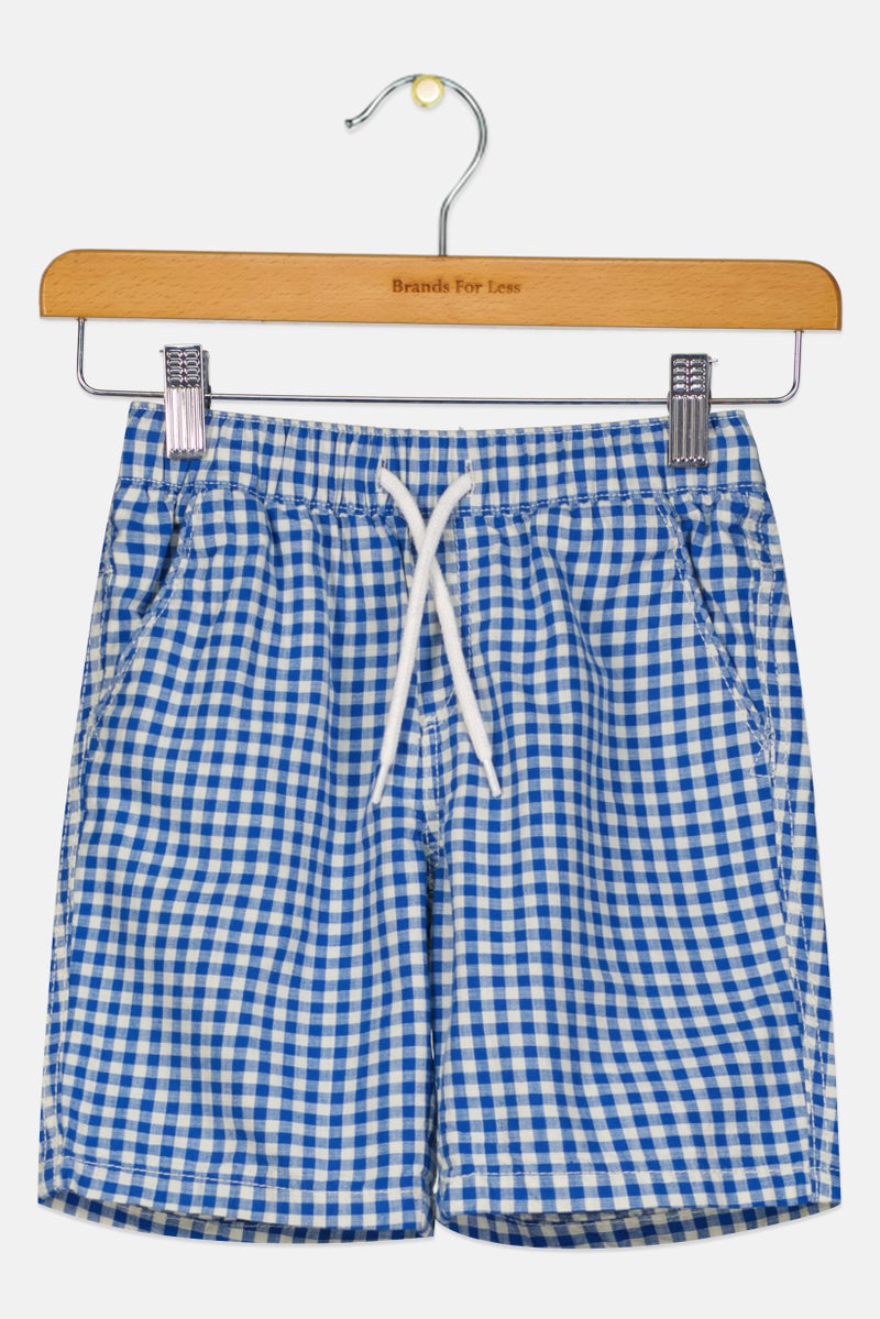 TAPE A L'OEIL Kids Girl Drawstring Checkered Basic Shorts, White - Image 1