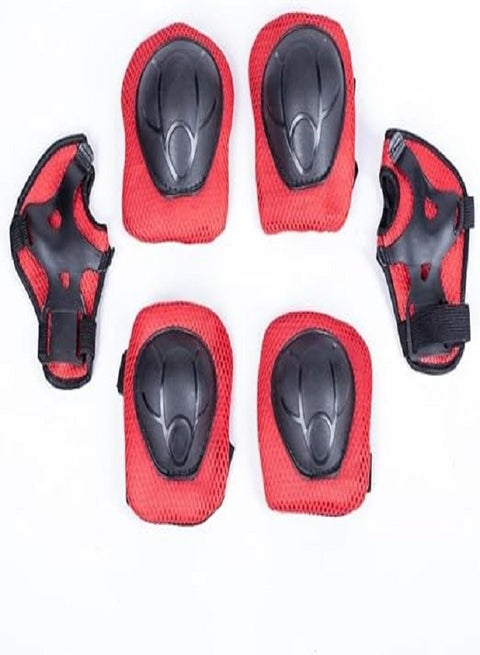 6 in 1 - Outdoor Sport  Elbow, Knee, Wrist Protective Gear Pads for Kids  Skateboard, Cycling Roller, Skating, safety (Red)