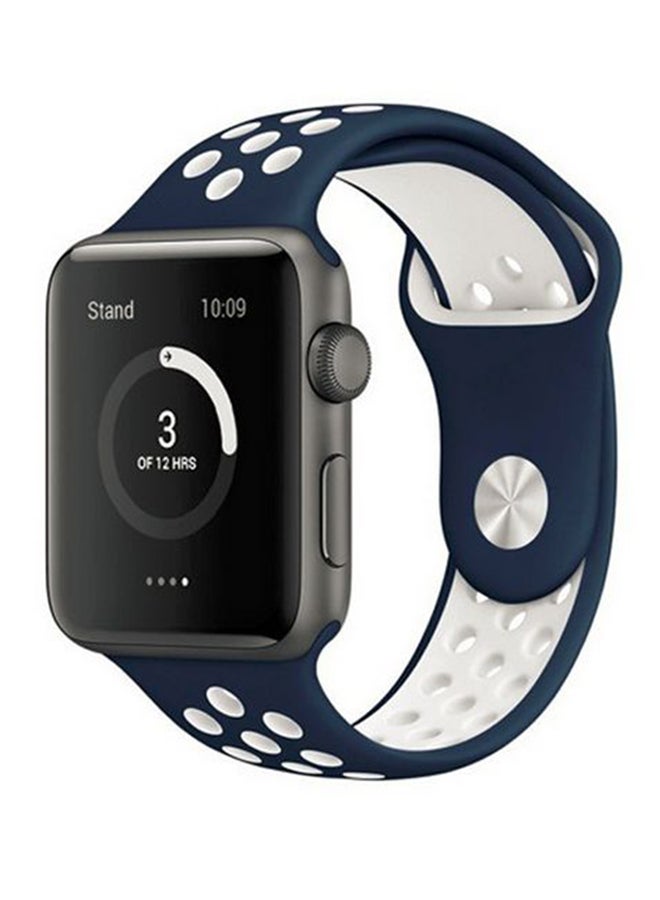 Breathable With Holes Sport Watch Band For Apple Watch Blue/White - Image 2