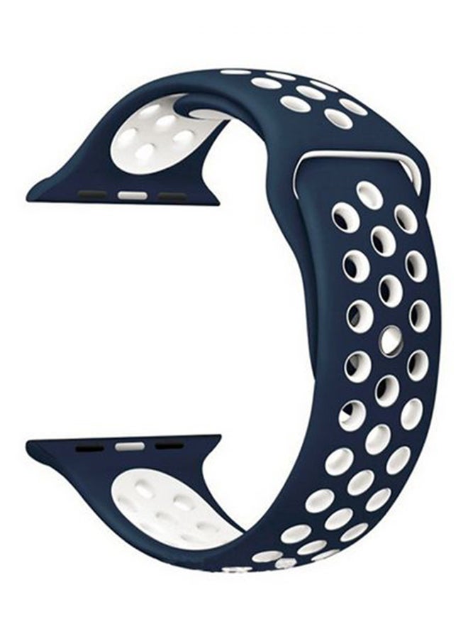 Breathable With Holes Sport Watch Band For Apple Watch Blue/White - Image 1