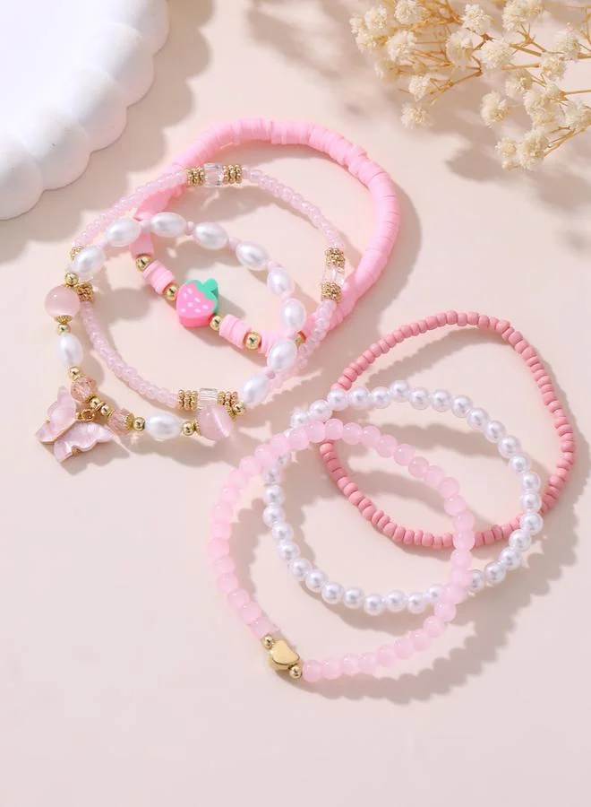 Take Two  Pack of 6 - Pink Beaded Bracelet for Women | Best Price UAE