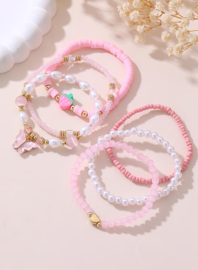 Take Two Pack of 6 - Pink Beaded Bracelet - Image 3